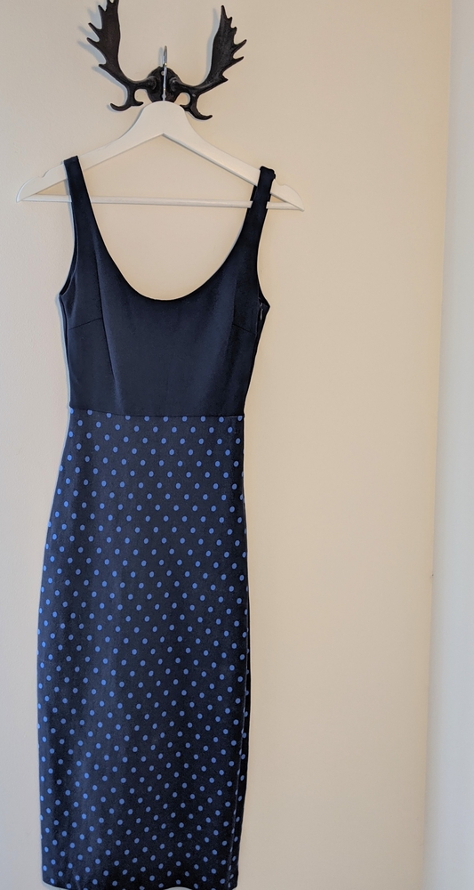 ♥️ Zara Navy blue Poka dot midi dress